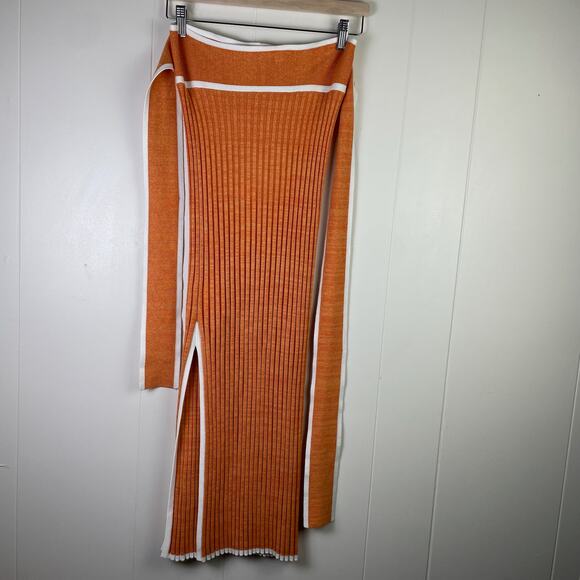C/Meo Womens  Collective Still In Love‎ Knit Midi Skirt, Orange NWT - Picture 2 of 7